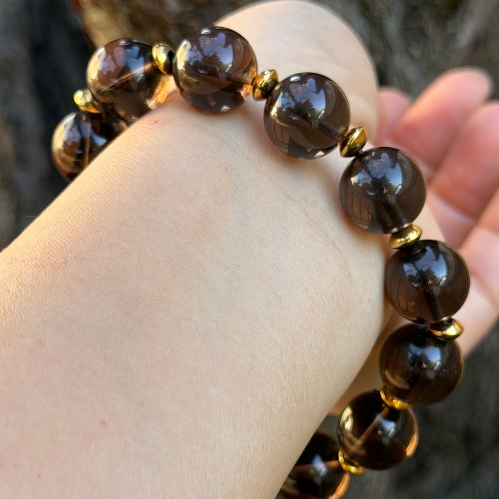 14.5mm chunky stretchable ice obsidian bracelet 0937 - Picture 9 of 10